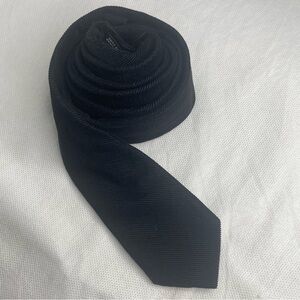 Calvin Klein Slim Corduroy Tie All Black Heavy Textured 100% Cotton Thin Necktie